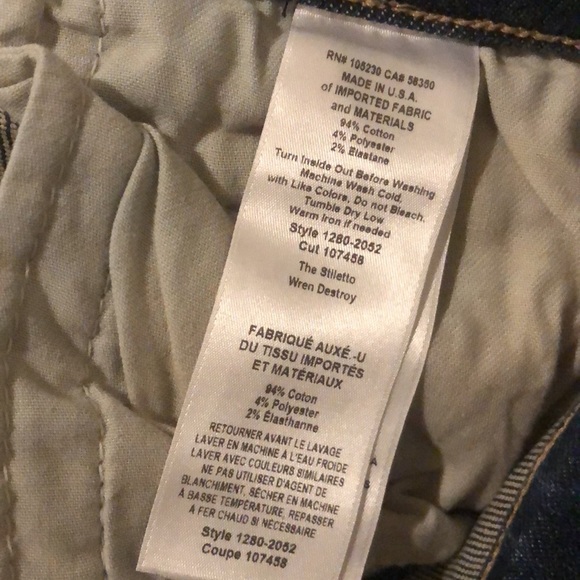 New Current Elliott The Stiletto Wren Destroy cropped ankle distressed rip jeans - Picture 12 of 12